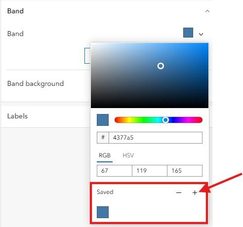 Screenshot of how to save custom colors for use in other elements. More details in caption.