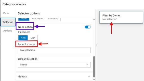 Screenshot of creating a No selection label. More details in caption.