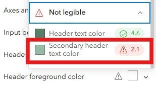 Example of a secondary header text color that does not meet the minimum contrast requirement. More details in caption.