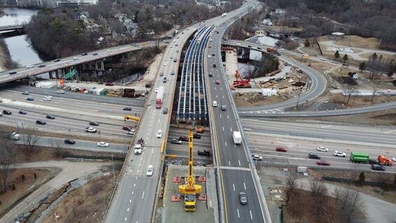 I-90 Mainline Bridge Construction Phase 3 Structural Steel Progress