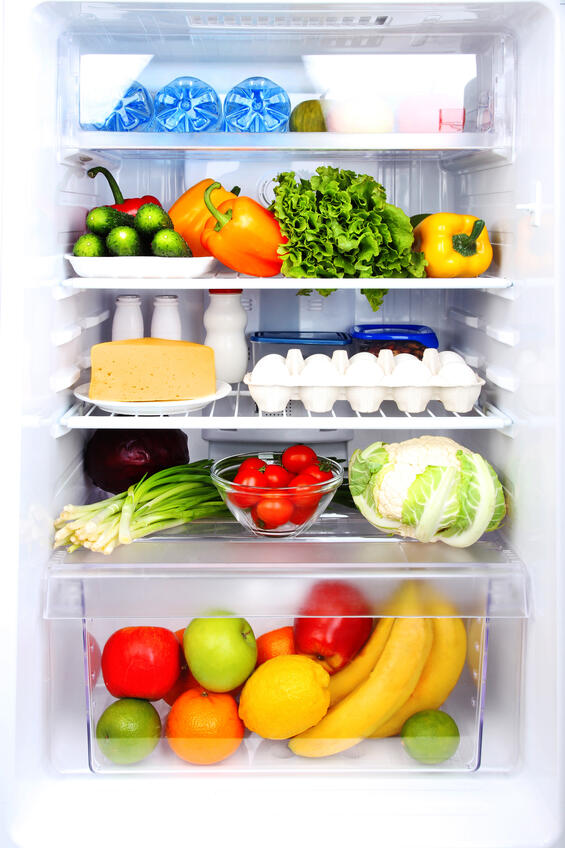 A stocked and organized refrigerator