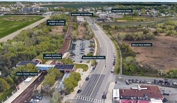 Aerial imagery of the project site showing Bennington St. and surrounding parks and resources