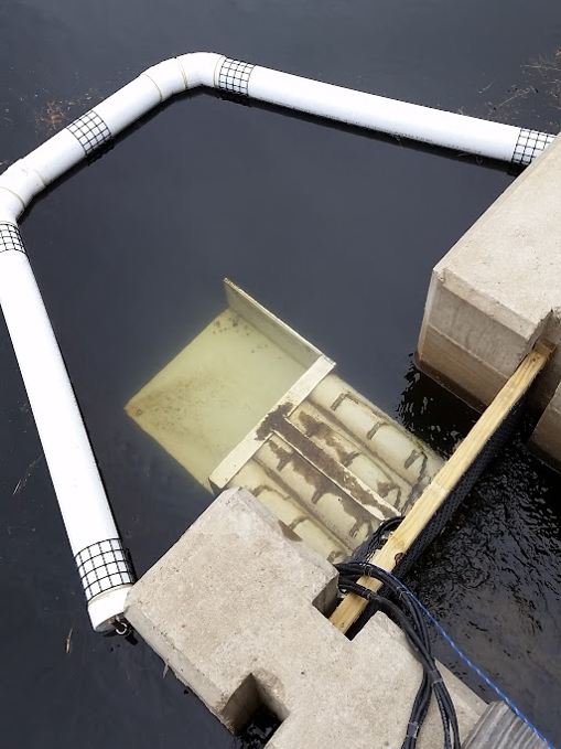 An electronic fish counter in a river.