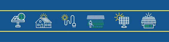 solar panel graphics on a blue background