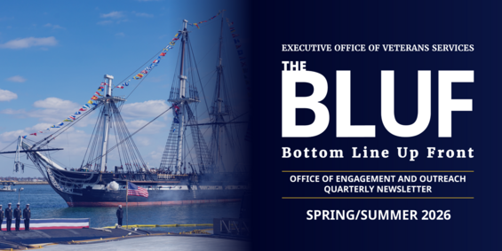 EOVS The BLUF's cover graphic for the Spring Summer edition it has a tall ship docked in the Boston harbor