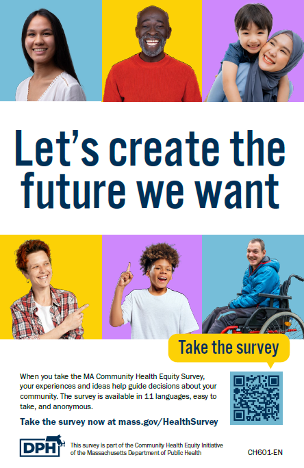 flyer with people and QR code and the words "Let's create the future we want"