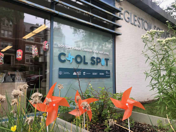 Signage for the Cool Spot at the Egleston Square Branch of the Boston Public Library