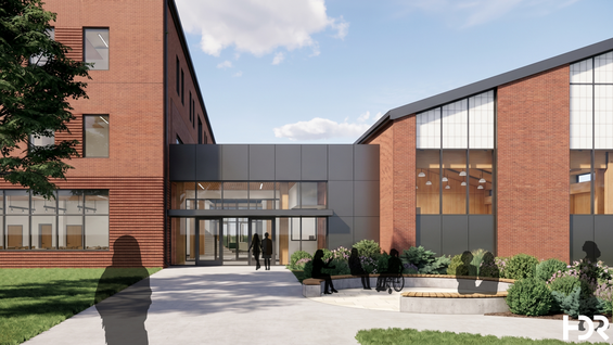 MCI-Framingham Wellness & Learning Center Front Entry & Conversation Corner Rendering