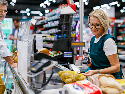 an image of a cashier ringing up food