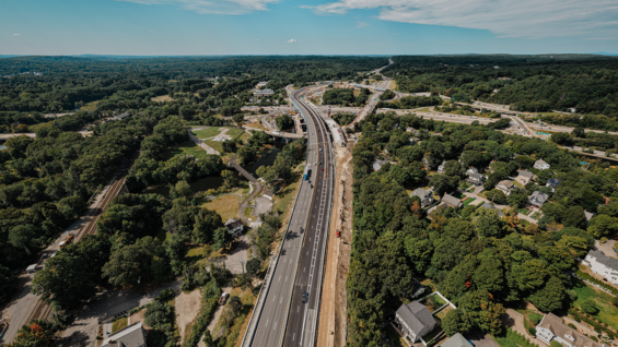 Aerial view of construction area