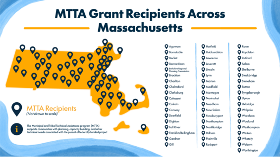 Map of MTTA award recipients in Massachusetts