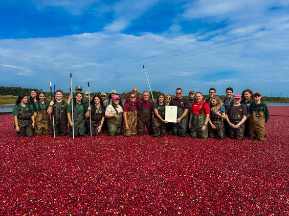 MDAR Commissioner Randle with Cranberry Growers and Advocates, MDAR Staff, and Members of the Agricultural Youth Council