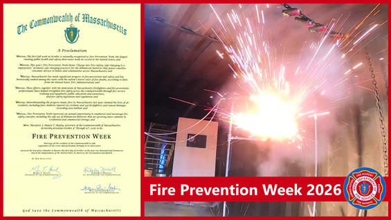 Fire Prevention Week proclamation with photo of a battery explosion
