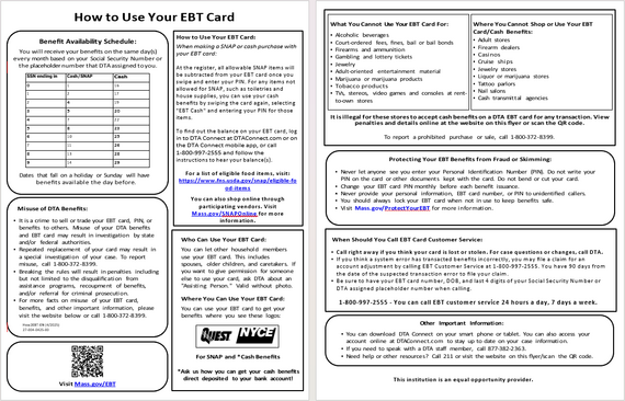 Electronic Benefits Transfer (EBT) Brochures | Mass.gov