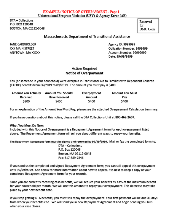 DTA Collections Notice Examples | Mass.gov