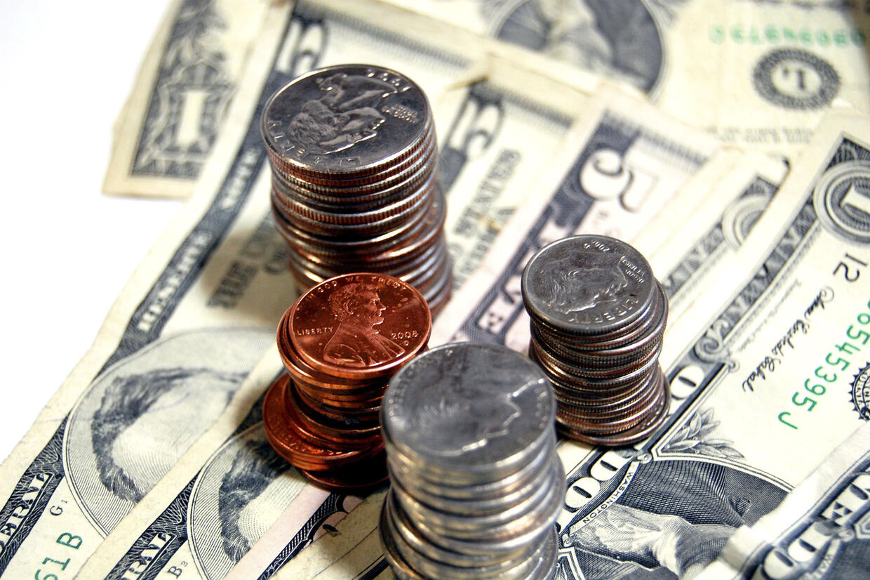 Coins and paper currency.