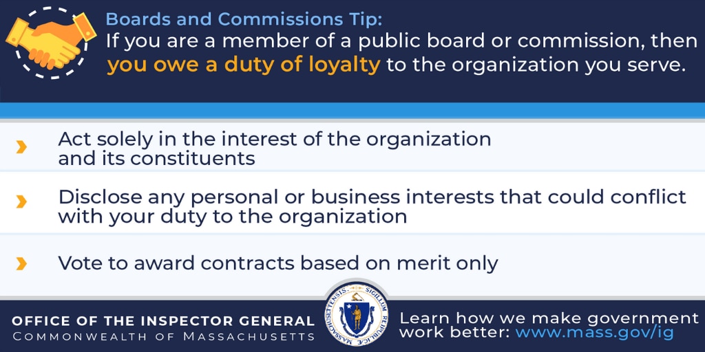 OIG infographic explaining the duty of loyalty to public board and commission members.
