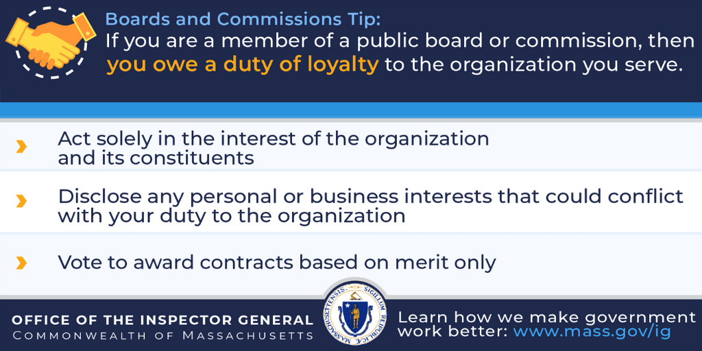 OIG infographic explaining the duty of loyalty to public board and commission members.