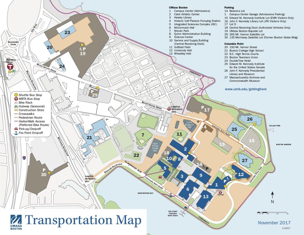 Map of the UMass Boston Campus