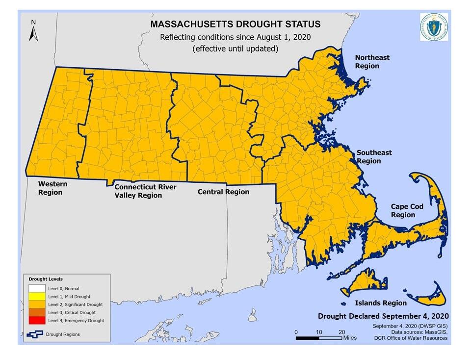 drought status map beginning August 1, 2020, effective until updated