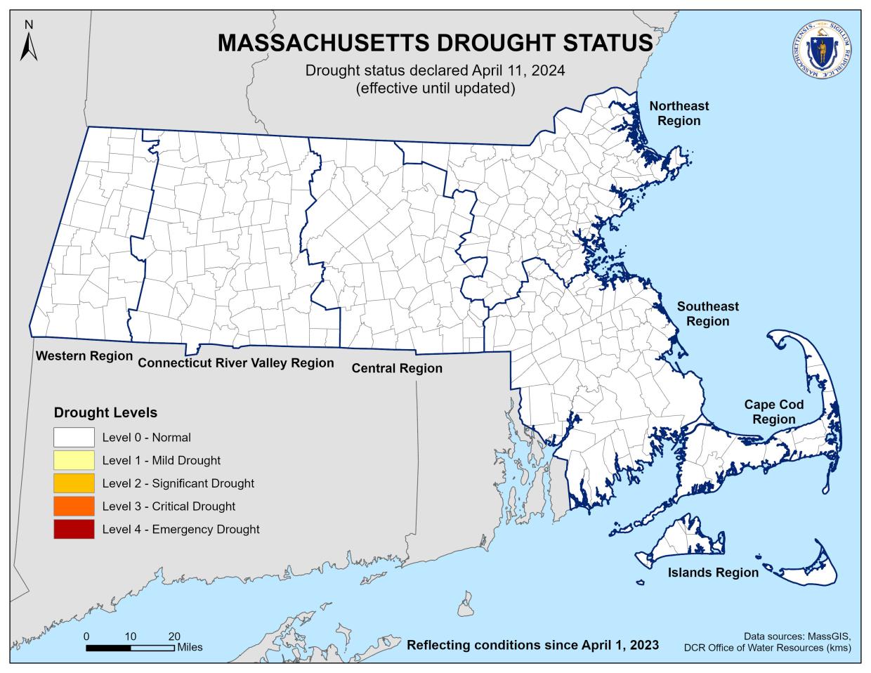Drought status declared April 11, 2024. (effective until updated)