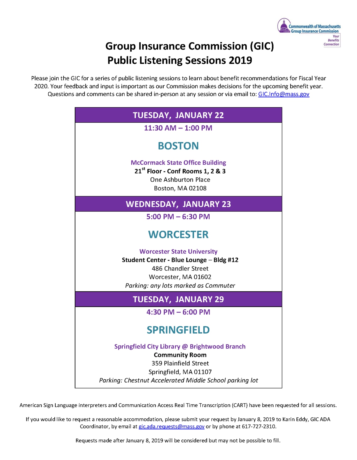 GIC Public Listening Sessions 2019 Flyer