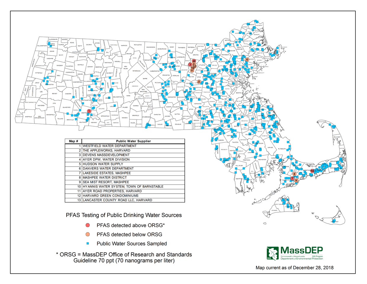 MassDEP to Act on Petition to Regulate - Pfas In Drinking Water Map