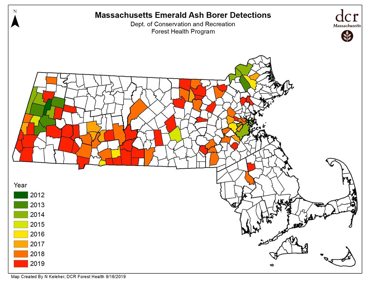 Emerald Ash Borer Detection as of September 16, 2019