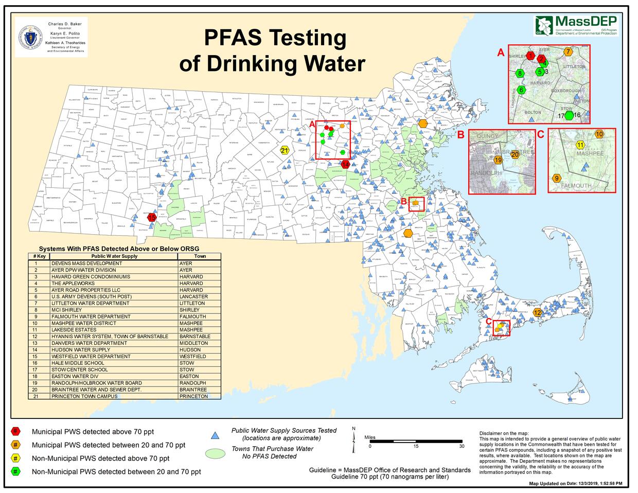 Map of Public Water Supplies with PFAS testing