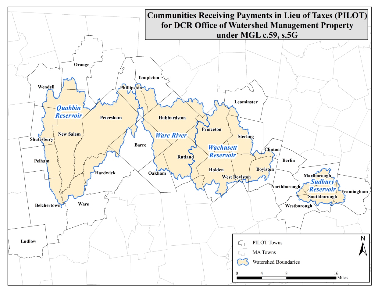 Communities that receive Payments in Lieu of Taxes from DCR Watershed Management