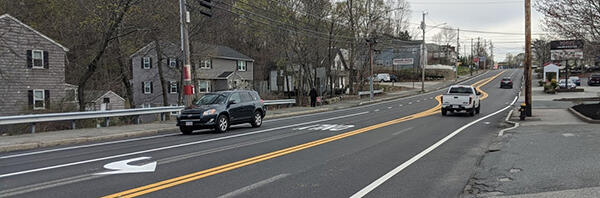 Route 28 southbound where it transitions from one lane to two