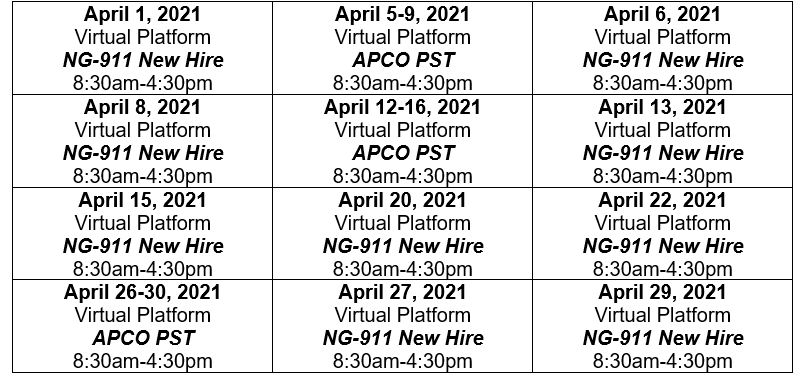 Training Calendar