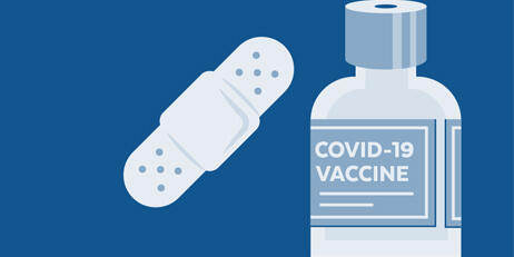 vaccine bottle and bandage