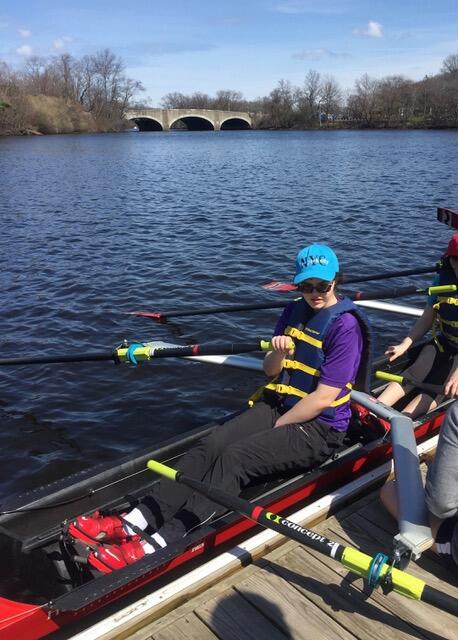 Elana rowing on the Charles River. Photo courtesy of Elana Regan.