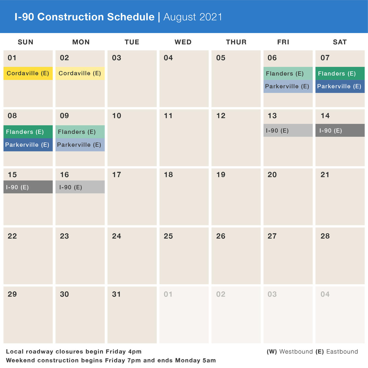 August construction calendar