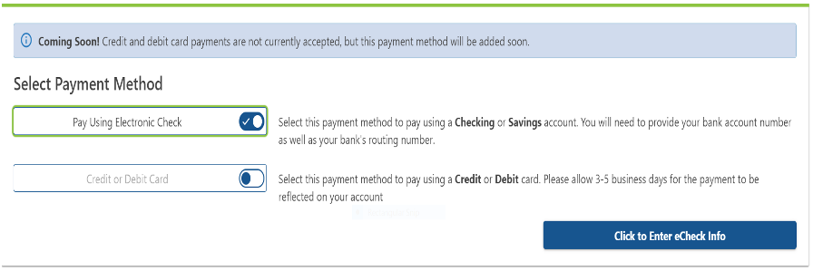 pua payment screen