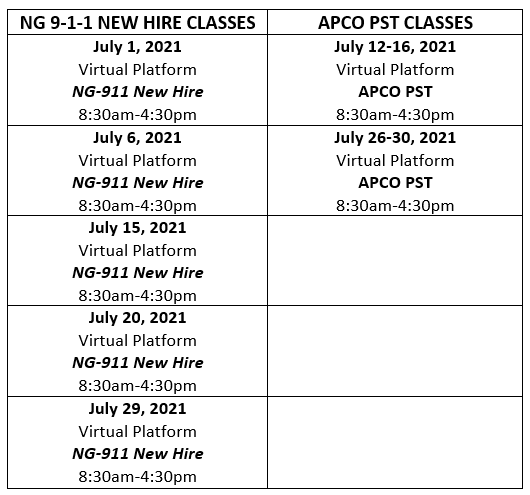 Training Calendar