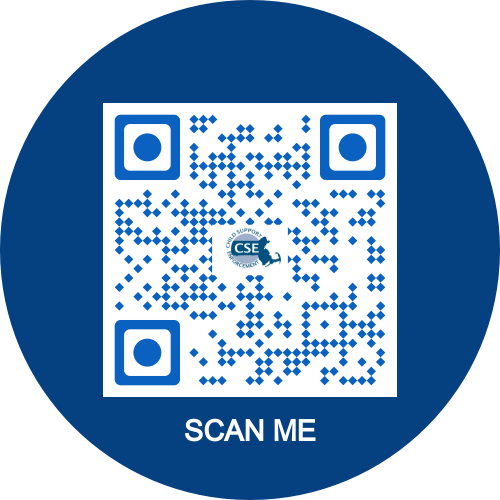 QR code image for scanning for access to a Zoom meeting with a child support specialist
