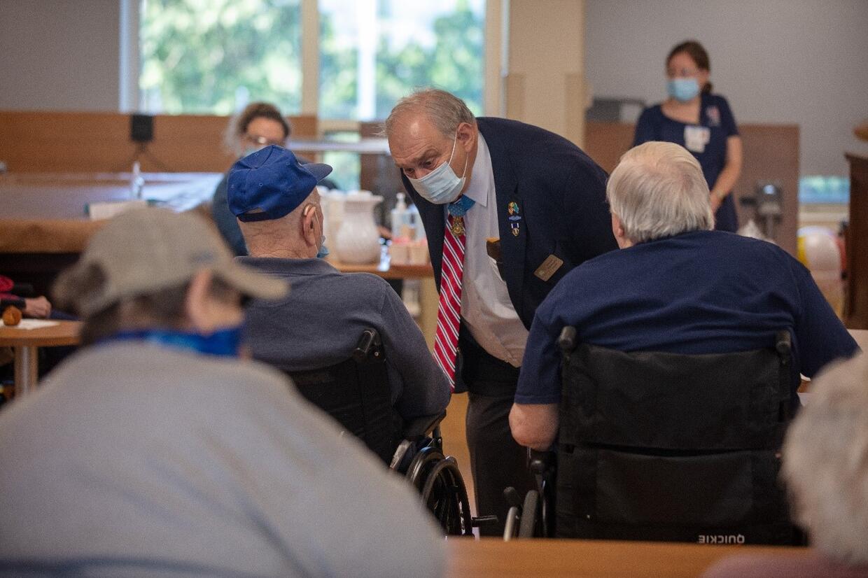 Medal of Honor Recipient Michael J. Fitzmaurice speaks to individual Soldiers’ Home in Holyoke Residents (Dave Wilkinson, Massachusetts National Guard)