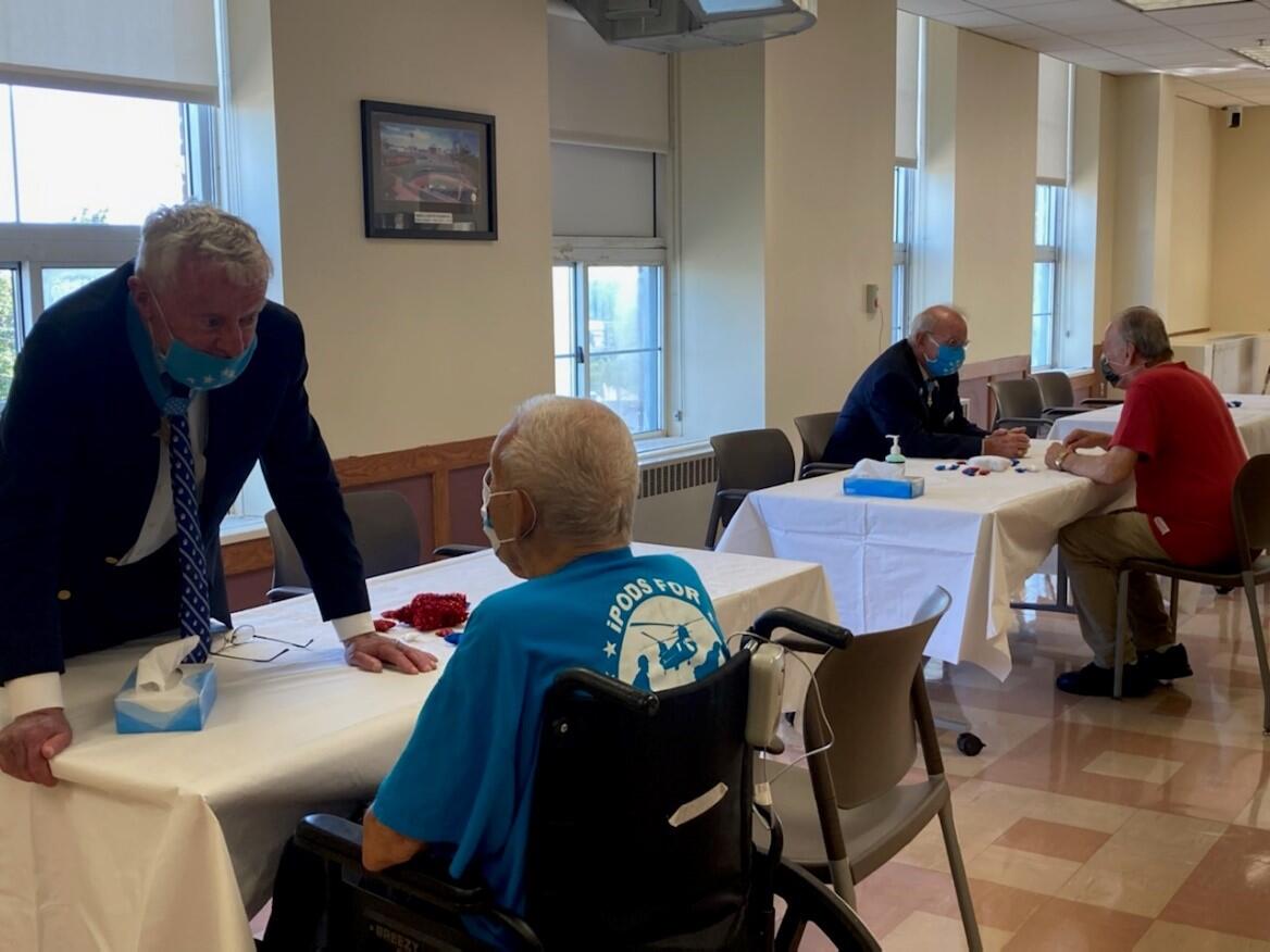 (Left) Medal of Honor Recipient Thomas G. Kelly and (Right) Medal of Honor Recipient Robert Patterson meets with Soldiers’ Home in Chelsea resident