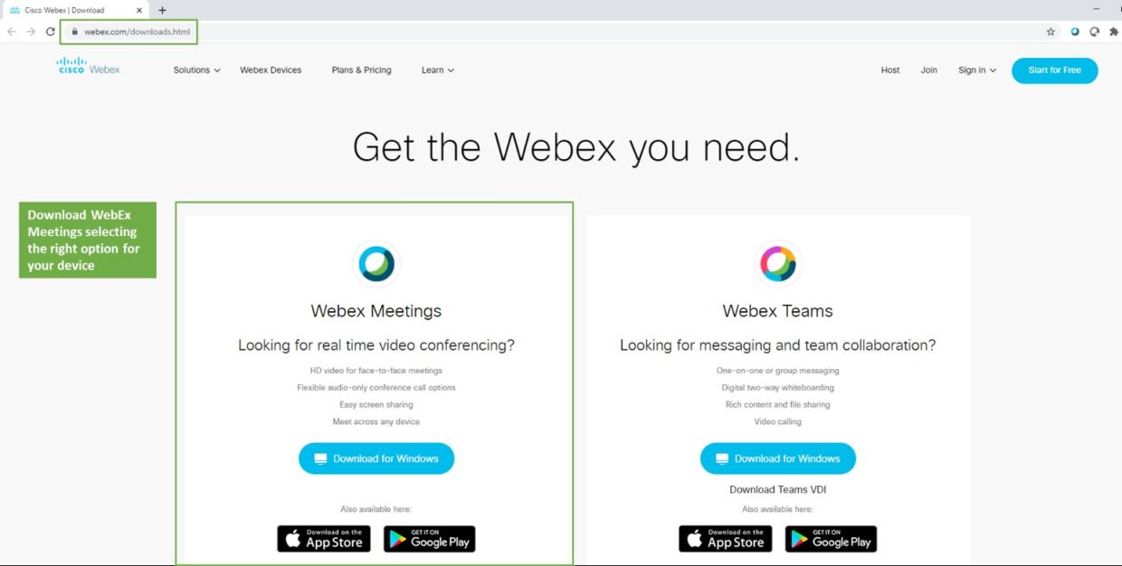 image of webex application to download