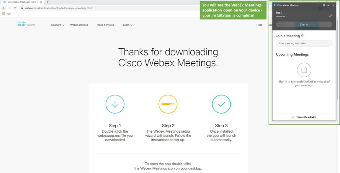 webex install complete