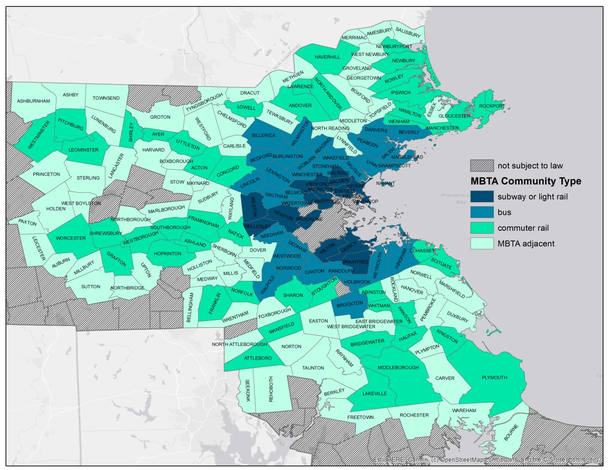 MBTA Communities By Category of Service