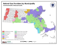 Map of natural gas providers in Massachusetts