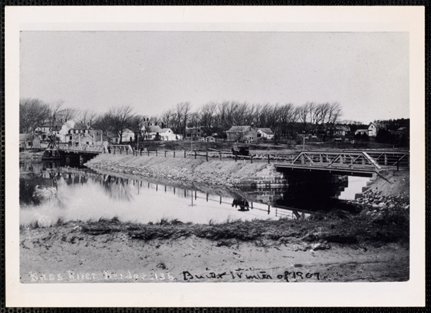 Old photograph of Bass River Bridge, as it was in 1935.