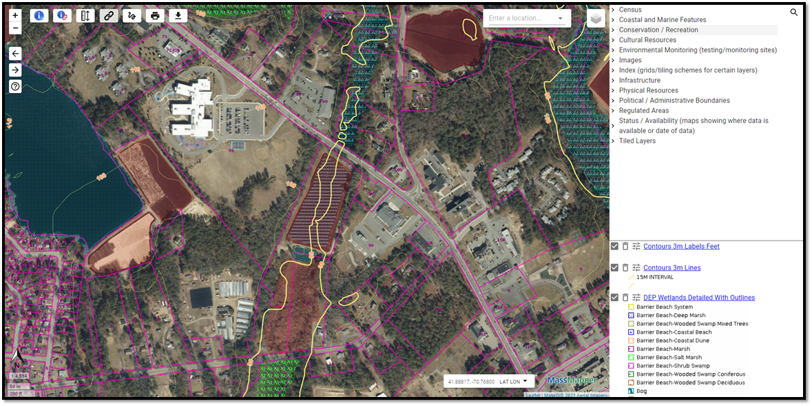 example of a solar array with various map layers