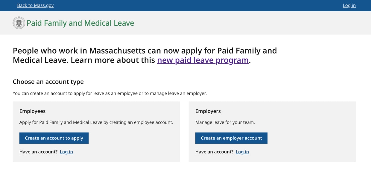 Paid leave homepage