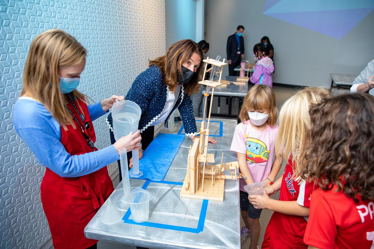 Lieutenant Governor Polito attending the MathWorks design challenge at the Museum of Science in 2022