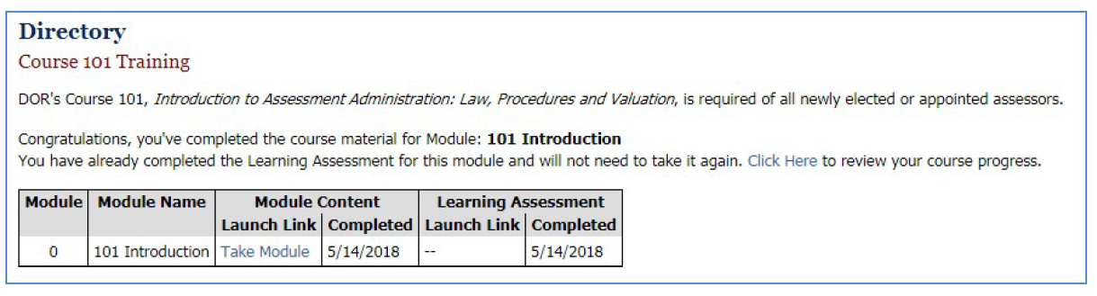How the module completion process works