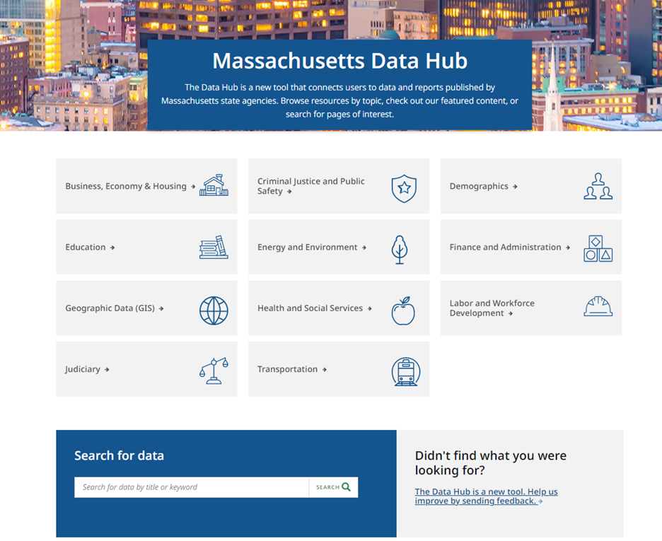 Screen grab of the Data Hub